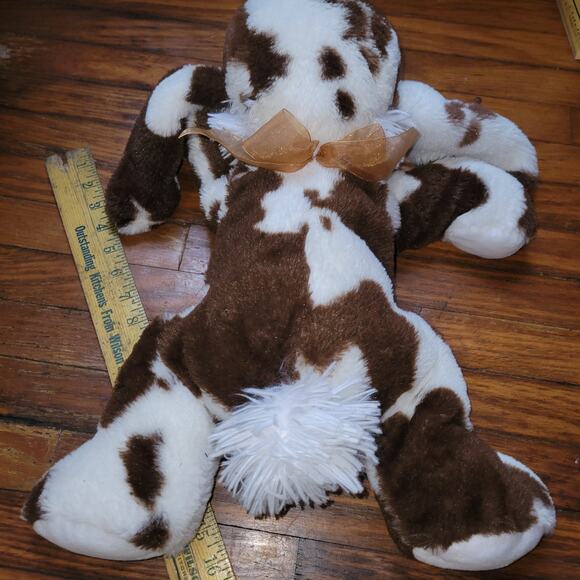 MTY International Bunny Plush White Brown Lop Eared Rabbit Laying 20"L Toy Pet - Picture 5 of 7